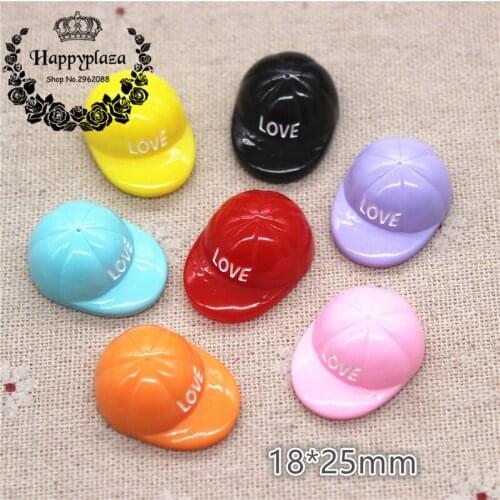 10pcs 18*25mm Mix Colors Kawaii Resin Sport Cap Miniature Art Supply Decoration Charm Craft DIY