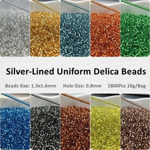 15/0 Miyuki Delica Glass Seedbead 1.3x1.6mm Uniform Spacer Metallic Color Glass Beads For For DIY Jewelry Decorative 10g 1800Pcs
