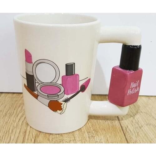 2019 Creative Ceramic Mugs Girl Tools Beauty Kit Specials Nail Polish Handle Tea Coffee Mug Cup Personalized Mugs for Women Gift