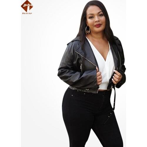 2021 Womens Classic Motorcycle Faux Leather Jacket Women Large Plus Size Leather Jacket Tassel Zipper PU Lapel with Belt Casual