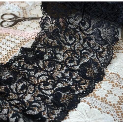 3 Meters Black Polyester Lace trim Fabric DIY Sewing Accessories Gauze Embroidered Lace 14cm Width