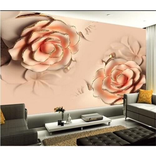 Custom 3d photo wallpaper 3D stereoscopic Romantic Pink Rose Flower marriage room TV backdrop modern living room 3d wallpaper