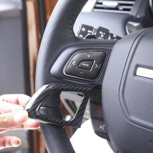 Carbon Fiber Car Steering Wheel Button Decoration Cover Trim 4pcs For Land Rover Range Rover Evoque 2012-2017