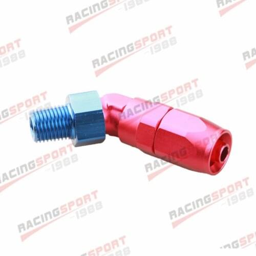 6AN AN6 To 1/4" NPT 45 Degree Swivel Hose End Fitting Adaptor Aluminum RED/BLUE