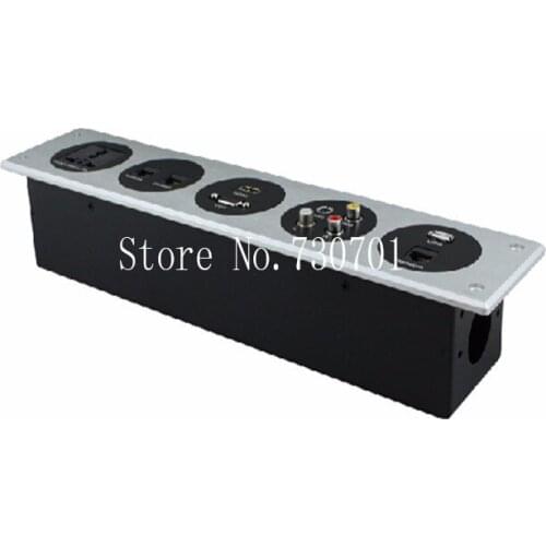 2019 Aluminum Ally Multimedia Desktop Socket Information Box AV HDMI VGA USB Module (Optional) usb-wall-socket free shipping