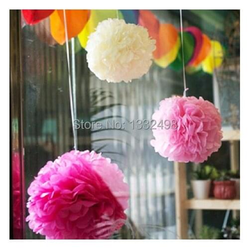 Larger 100 pcs 16'' 40cm Pom Pom Ball Tissue Paper Pom Poms Decorative Flower Home Wedding Birthday Party Wreaths Decorations