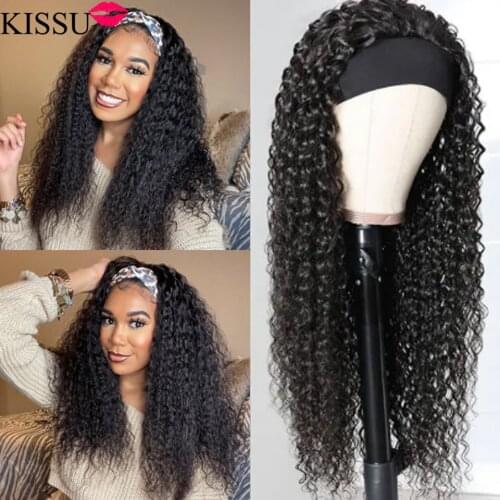 KISSU Wholesale Long Hair Wigs Headband Wig Human Hair Wigs For Black Women Kinky Curly Human Hair Wig Brazilian Hair Wigs