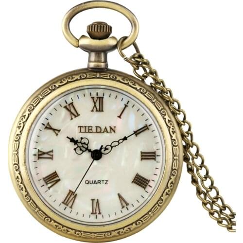 Antique Durable Alloy Case Quartz Watch Normal Shell Dial with Roman Numerals Pocket Watches Chain Pendant Watch for Men Women