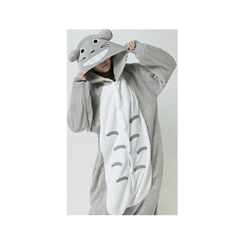 Chubby Totoro Grey Polar Fleece Pajamas Cartoon Sleepwear Animal Halloween Costume