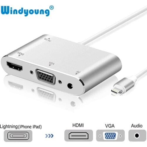 Lightning to HDMI VGA Digital 3.5mm Audio Video Adapter Hub Cable 1080P HDTV Audio For iPhone 11Pro Max XR XS 8 SE 6 7 8 12 iPad