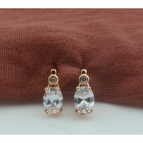 FJ Women Earrings Jewelry 585 Rose/Rose White Gold Color Drop Party/Cubic Zircon Earrings