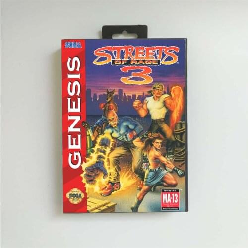 Streets of Rage 3 - USA Cover With Retail Box 16 Bit MD Game Card for Sega Megadrive Genesis Video Game Console