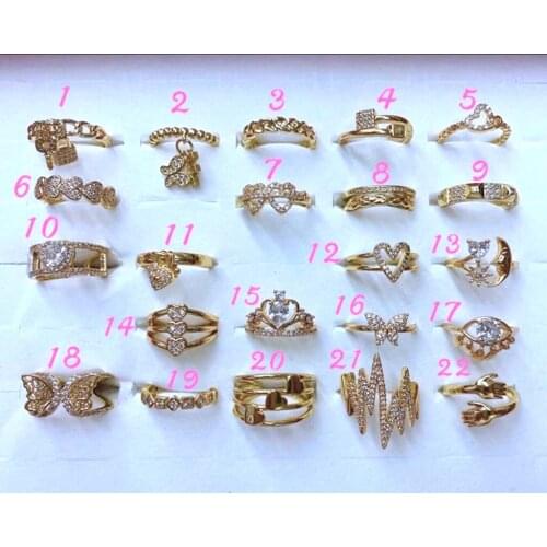 10Pcs Gold Plated cubic zirconia CZ Heart Smile Moon Eye Butterfly Geometric rings for women jewelry fashion For Women