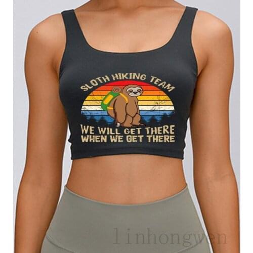 Sloth Hiking Team Tank Top Anti-Wrinkle Slim Summer Comical Round Neck Clothes Designing Crop Top Vest