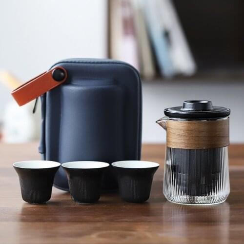 LUWU ceramic teapot gaiwan with 2 cups a tea sets portable travel tea set drinkware