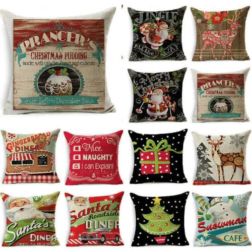 Trendy Christmas Sofa decorate Cushion Office Cotton Linen Cover Home Decor Waist Pillow Case