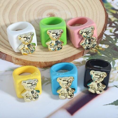 Vedawas Fashion Cute Acrylic Resin Transparent Rings for Women Bohemian Summer Geonetric Engagement Rings Accessories Jewelry