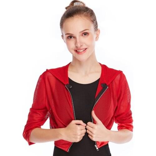 MiDee Hip Hop Fishnet Hoodies Rock Top Costume Wear Hip Hop Dance Costumes Gymnastics Clothes