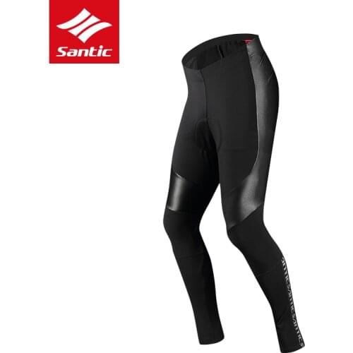 Santic Men Cycling Long Padded Pants Winter 4D Cushion Pad Reflective Thermal Pants Keep Warm Bike Tights Asian M-3XL