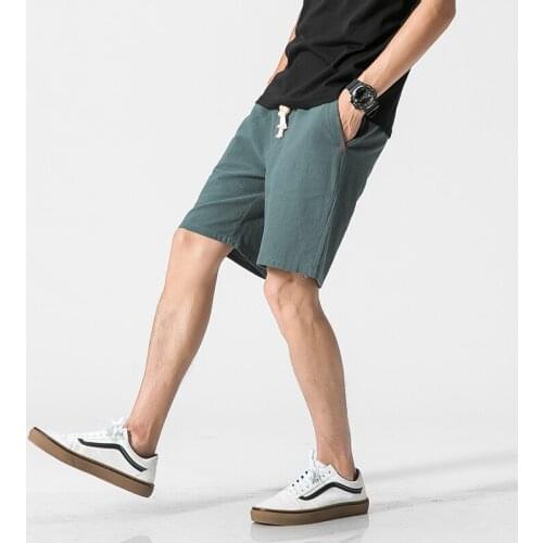 Soft Shorts Men Streetwear Pants Shorts Men Cotton Linen Casual Shorts Mens Sweat Pants Summer Breathable Comfortable Drawstring
