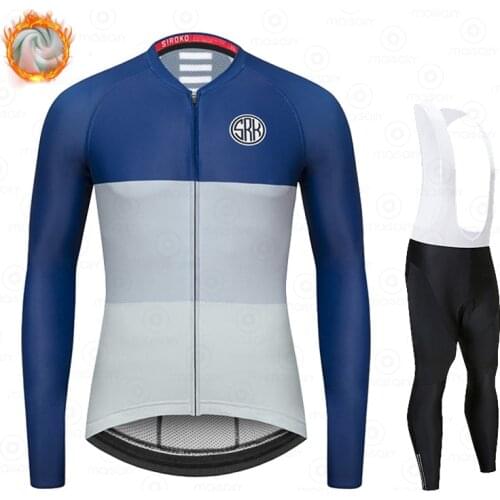 2021 NEW Siroko Winter Thermal Fleece Set Cycling Clothes Mens Jersey Suit Sport Riding Bike MTB Clothing Bib Pants Warm Sets