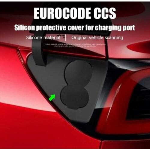 For Silicone Charging Port Waterproof Dustproof Protective Cover for Tesla Model 3 2017-2020 Y-Eur Version (Black)