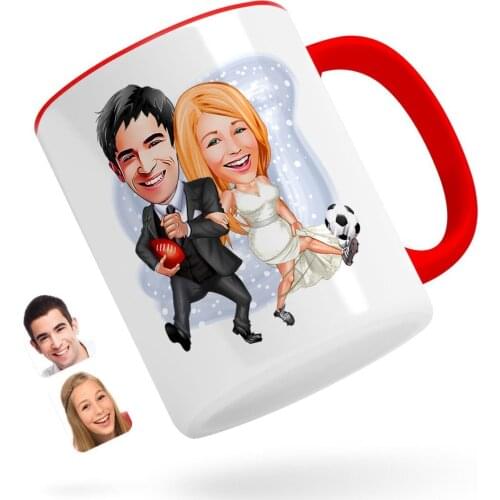 Personalized Valentine Caricature Of Red Mug Bardak-15