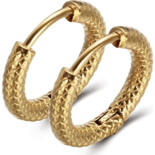 Newest Fashion Two Colors Stainless Steel Hoop Earrings Stripes Huggie Earrings Circle Fashion Earrings for Women Girls Jewelry