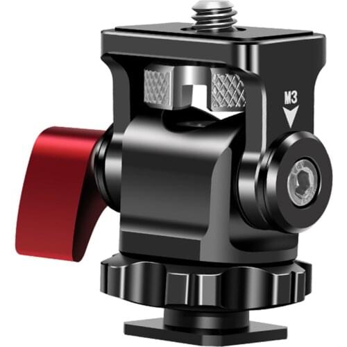 Monitor Tripod Ballhead Cold Shoe Mount for DSLR Camera Microphone Holder 180 Degree LED Flash Lights Adjustable Mount Bracket