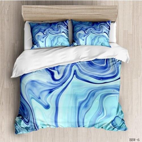 Blue Modern Marble Duvet Cover Art Abstract Bedding Set Queen Home Textiles Stone Pattern Textured Bed Set