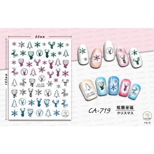 UPRETTEGO SUPER THIN SELF ADHENSIVE 3D NAIL ART NAIL SLIDER STICKER WINTER MERRY CHRISTMAS PET NEW YEAR SNOW EVE CA717-724