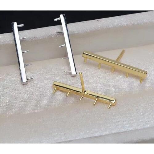 Bridal 925 Sterling Silver Earrings Findings Settings Base Mountings Parts for Pearls Agate Crystal Stones Jade 5pairs/lot