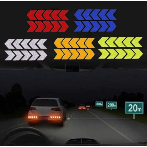 10Pcs Arrow Reflective Tape Safety Caution Warning Reflective Adhesive Tape Sticker For Truck Motorcycle Bicycle Car Styling