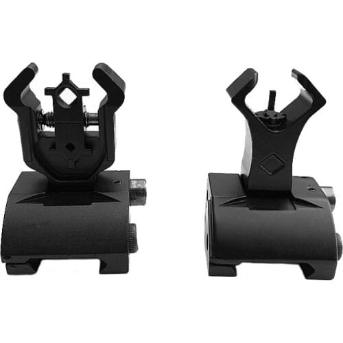 Tactical Diamondhead Combat Flip-Up Sight Rear and Front Sight for Picatinny Rail Full Aluminum Construction Black