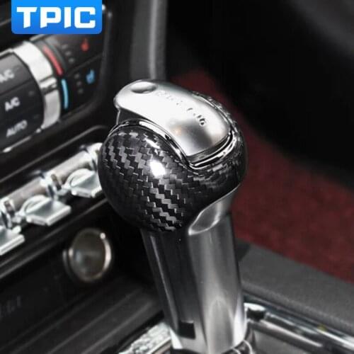 TPIC Carbon Fiber Car Gear Shift Cover Trim Interior Stickers For Ford Mustang 2015-2021 Gear Shifter Mouldings Accessories
