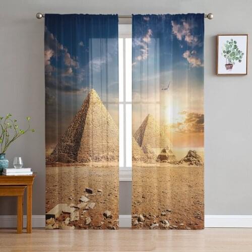 Indoor Tulle Curtains Pyramid Asuka At Dusk Girls Bedroom Exquisite Voile Curtain Living Room Kitchen Chiffon Fabric Curtains