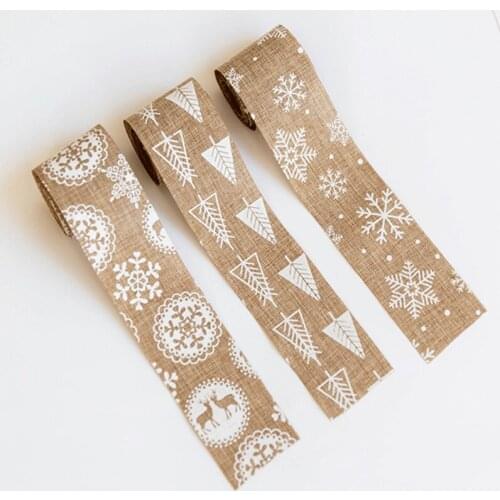 2M high-quality christmas linen ribbon Butterfly knot Christmas tree Snow elk ribbon Christmas decoration accessiories supply