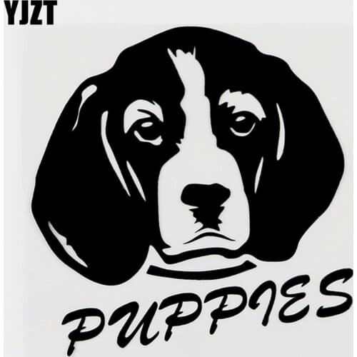 YJZT 12.5CMX13CM Animal Puppies Face Fun Vinyl Car Sticker Decal Black/Silver 8C-0144
