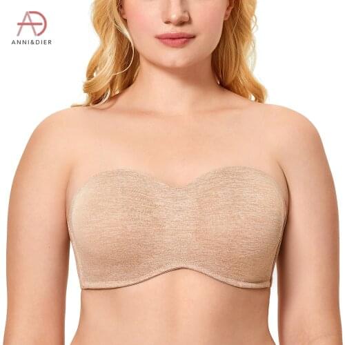 Womens Seamless Underwire Bandeau Strapless Minimizer Bra for Large Bust Plus Size A-G Cup
