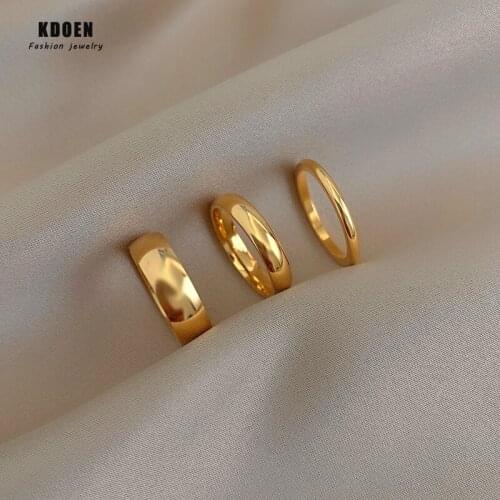 Gothic Retro Gold Titanium Steel Three Piece set Ring Finger Accessories 2020 New Wedding Party Girls Unusual Jewelry For Woman