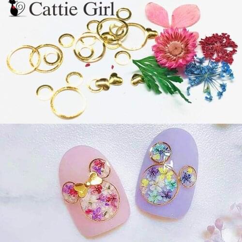 1 Box Mouse Metal 3D Nail Decorations Dryflower Charms Nail Paillette Heart Accessories Shell Manicure Japanese Design