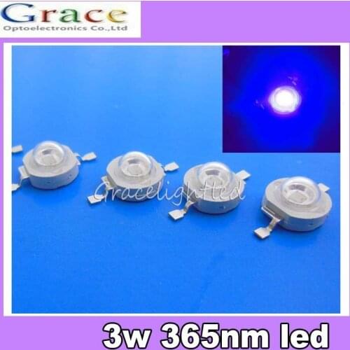 10pcs 3W UV ultraviolet 365nm high power LED 3watt purple Light #D