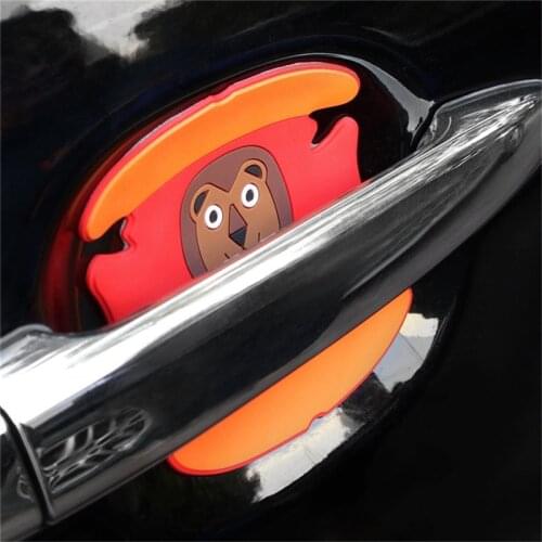 4pcs/Lot Universal Cute Animal Styling Auto Car Door Handle Stickers Car Handle Protection Anti Scratch Stickers Car Styling