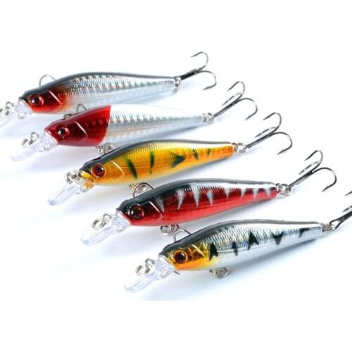 5Pcs 8cm 9g Eyes Fishing Lure Aritificial Hard Bait Fishing Lures Treble Hooks Floating