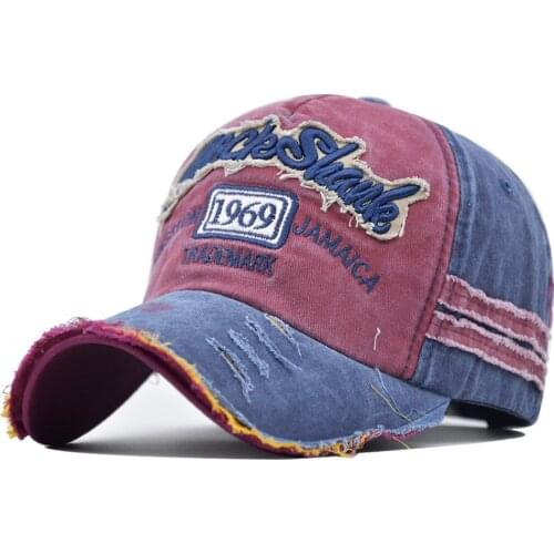 Washed Baseball Caps Men and Women with Broken Edges Retro Caps Stitching Letters Baseball Caps 1969 Hats