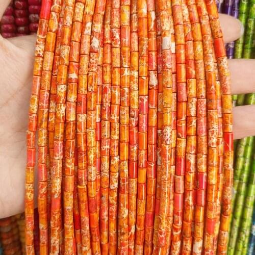 Natural Stone Agates Bead Loose Beads Painting 4*8mm Cylindrical Colorful Women Jewelry Making DIY Bracelet Necklace Parts 15