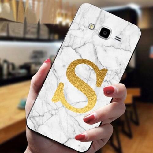 Phone case for Samsung Galaxy J2 Prime Duos G532 SM-G532F G532F / Grand Prime Plus Marble Golden English Letter Back Cover