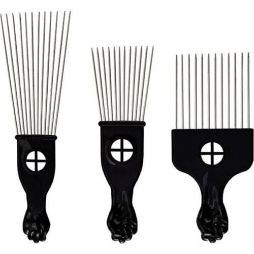 Salon Use Black Metal African American Pick Hair Combs Afro Hair Comb For Hairdressing Styling Tool