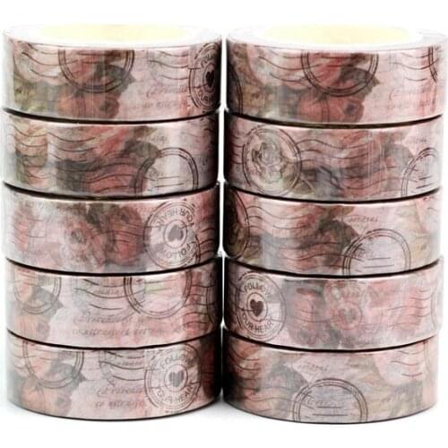 10PCS/lot Decorative Vintage Stamps Washi Tapes Japanese Paper DIY Planner Adhesive Stickers Masking Tape Cute Stationery