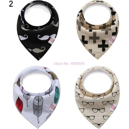 DHL 50pack 4Pcs/pack Fashion Newborn Baby Bibs Waterproof Kids Girls And Boys Cotton Children Feeding Accessories